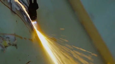 A Fiery Flow Heat and Cut Metal Plate Stock Footage 62700654