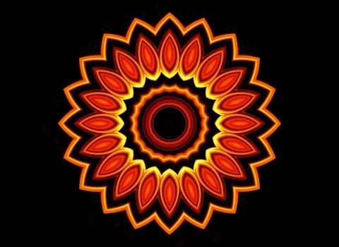 Fiery flower on black background 스톡 일러스트