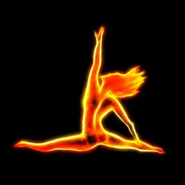 Fiery flying sexy dancer computer generated fractalized painting イラスト素材