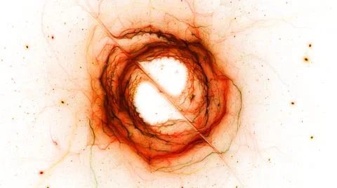 Fiery forming of accretion disk with force field on white background Stock Illustration