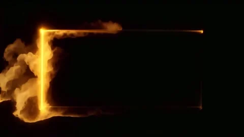 Fiery Frame Animation With Glowing Edges in a Dark Setting Vídeos de archivo 273953134