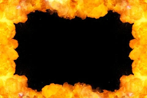 Fiery frame background on white Stock Photos