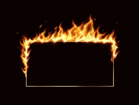Fiery Frame on Black Background Stock Illustration