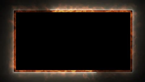 Fiery frame with glowing orange color and smoky energy loop on black background Stock Footage 338081857