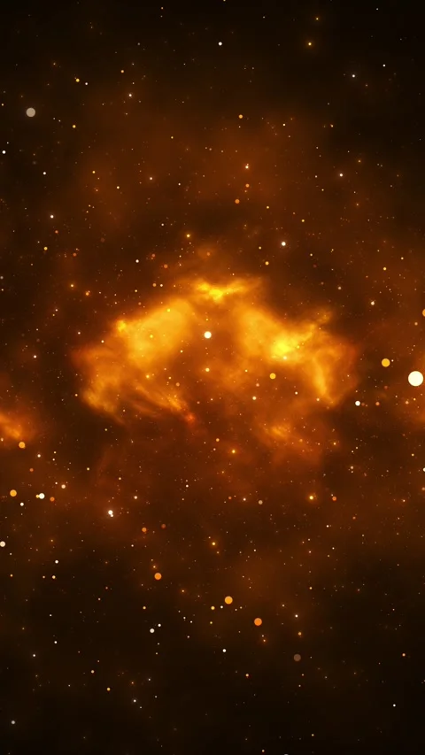 Fiery galaxy cloud scene amber vapor, star particles, and deep space texture cre Stock Footage 340470809