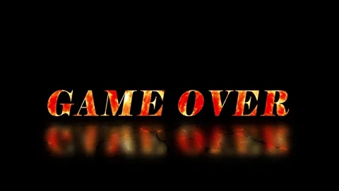 Fiery game over text animation with lava glow and reflection on dark background Stock Footage 337471862