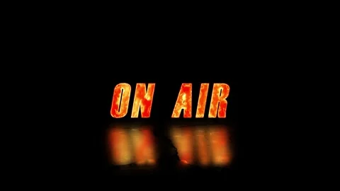 Fiery glowing ON AIR text with reflection on black background for live broadcast Stock Footage 338985769
