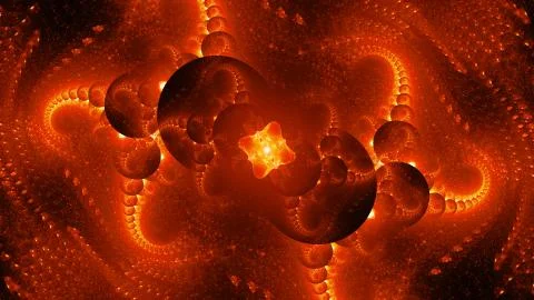 Fiery glowing alien technology computer generated abstract background Stock Illustration