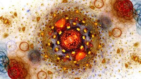 Fiery glowing atomic model abstract background 스톡 일러스트