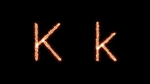 Fiery glowing capital and lowercase letter K animation Stock Footage 328449273