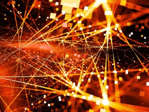 Fiery glowing connection lines with particles Illustrazione stock