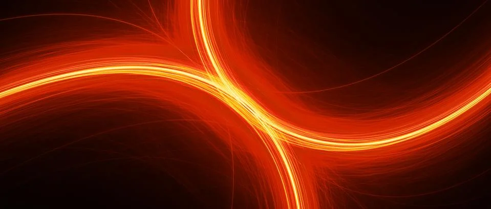 Fiery glowing curves in space computer generated abstract background イラスト素材
