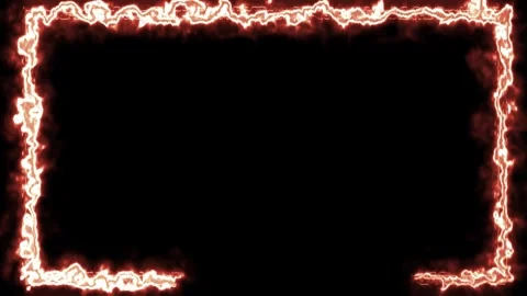 Fiery glowing frame on dark background, bright orange and red flames border Stock-Footage 315409970