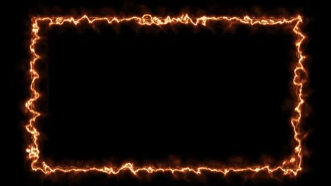 Fiery glowing frame with electric flame edges on a dark background, creating Vídeo Stock 331513656
