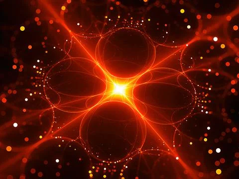 Fiery glowing futuristic quantum processor イラスト素材