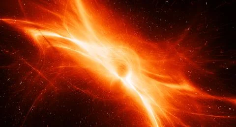 Fiery glowing interstellar plasma field in deep space Stock Illustration