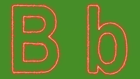 Fiery Glowing Letter B Uppercase and Lowercase Animation on Green Screen Video stock 314931601