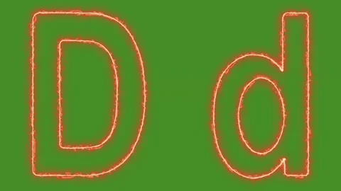Fiery Glowing Letter D Uppercase and Lowercase Animation on Green Screen Stock Footage 314931606