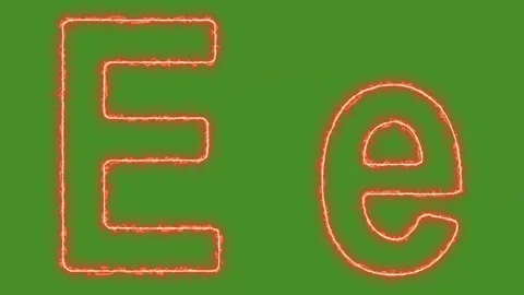 Fiery Glowing Letter E Uppercase and Lowercase Animation on Green Screen Stock Footage 314931630