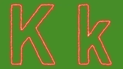 Fiery Glowing Letter K Uppercase and Lowercase Animation on Green Screen Video stock 314931670