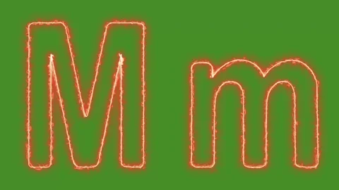 Fiery Glowing Letter M Uppercase and Lowercase Animation on Green Screen Stock Footage 314931687