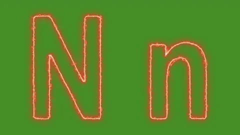 Fiery Glowing Letter N Uppercase and Lowercase Animation on Green Screen Stock Footage 314931669