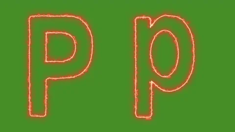 Fiery Glowing Letter P Uppercase and Lowercase Animation on Green Screen Video stock 314931702