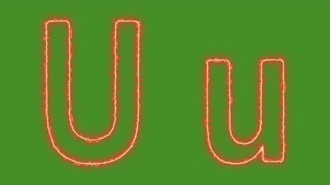 Fiery Glowing Letter U Uppercase and Lowercase Animation on Green Screen Stock Footage 314931736