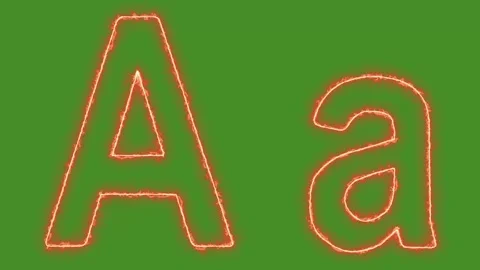Fiery Glowing Letter A Uppercase and Lowercase Animation on Green Screen Stock Footage 314931605
