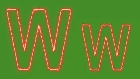 Fiery Glowing Letter W Uppercase and Lowercase Animation on Green Screen Stock Footage 314931746