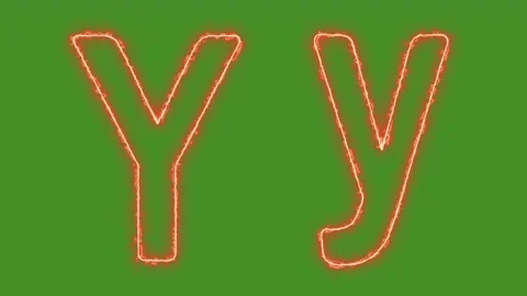 Fiery Glowing Letter Y Uppercase and Lowercase Animation on Green Screen Stock Footage 314931759