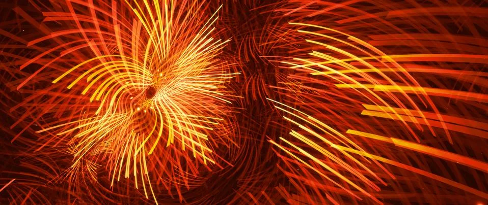 Fiery glowing lines explosion abstract widescreen background Illustrazione stock