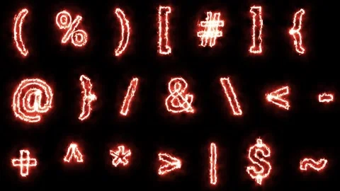 Fiery glowing mathematical and programming symbols Video stock 328449322