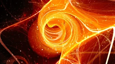Fiery glowing multidimensional quantum force field with elementary particles Stock Illustration