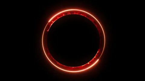 Fiery glowing neon circle frame animation on black background Stock Footage 335194809
