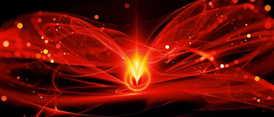 Fiery glowing new technology in deep space Stock Illustration