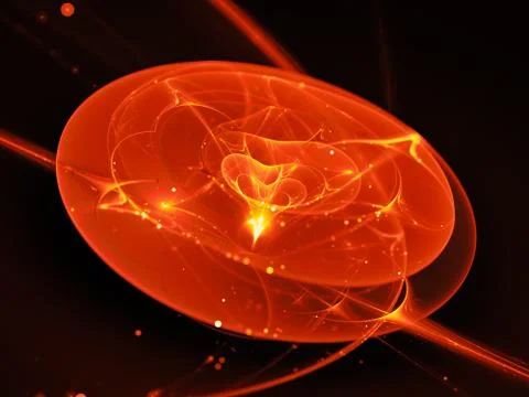 Fiery glowing new technology in deep space abstract background Stock Illustration