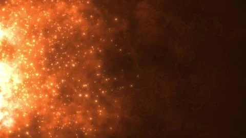 Fiery glowing orange particles rise in a smoky background Stock Illustration