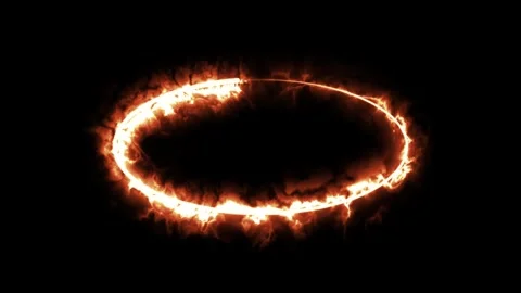 Fiery glowing oval ring frame border animation isolated on black background.. Видео 334907147