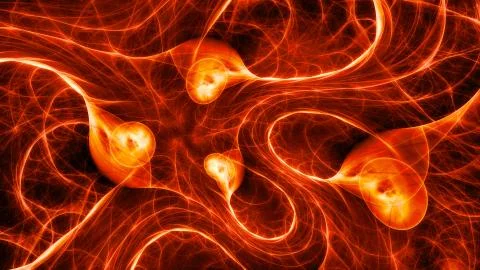 Fiery glowing quantum correlaction abstract background イラスト素材