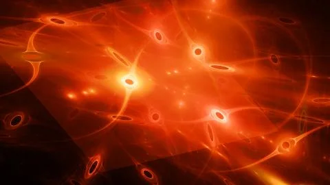 Fiery glowing quantum correlation abstract background Stock-Illustration