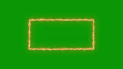 Fiery glowing rectangular frame with burning animated edges on green Stock-Footage 346824414