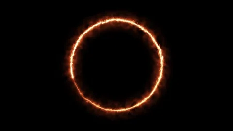 Fiery glowing ring loop on black surface. Vidéo 332090610