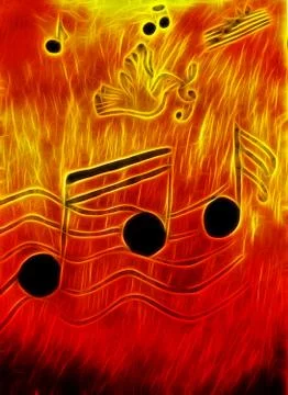 fiery music note