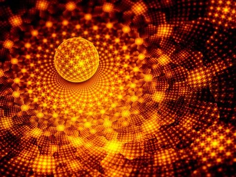 Fiery glowing sphere with fractal pattern Stock Illustration