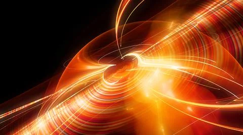 Fiery glowing spinning disk with laser beam Stock Illustration