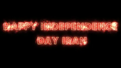 Fiery glowing text displaying patriotic holiday greeting against a deep black Vídeo Stock 344635775
