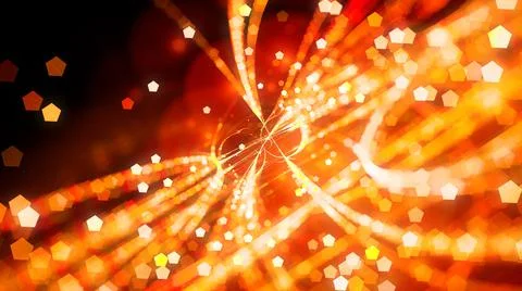 Fiery glowing trajectories with particles abstract background Stock Illustration