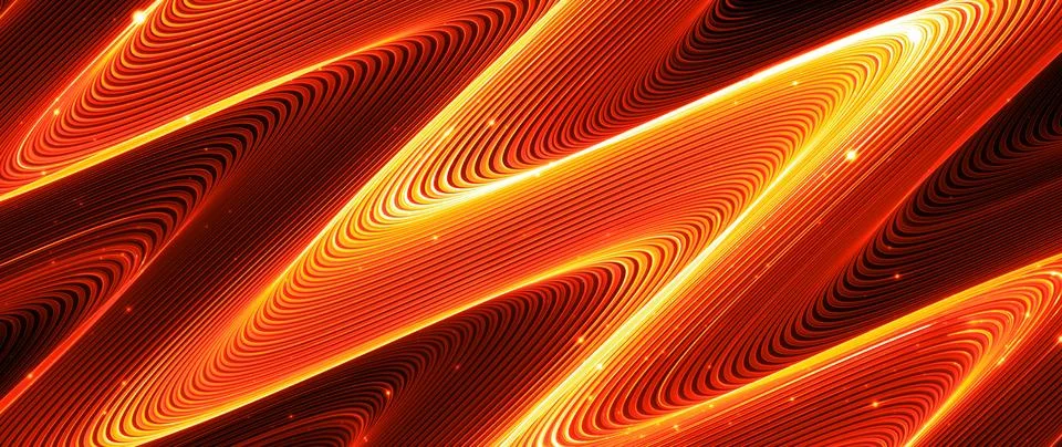 Fiery glowing widescreen technology waves abstract background Illustrazione stock