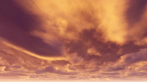 Fiery golden epic dramatic dusk sunset clouds timelapse seamless loop Stock Footage 154738316